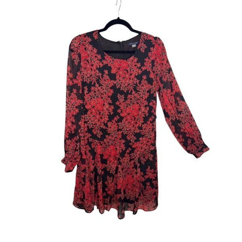 Tommy Hilfiger Red Black Lined Dress Size 10 Flowy (c1)